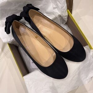 [KIDS] J.crew - Black Back Bow Satin Flats